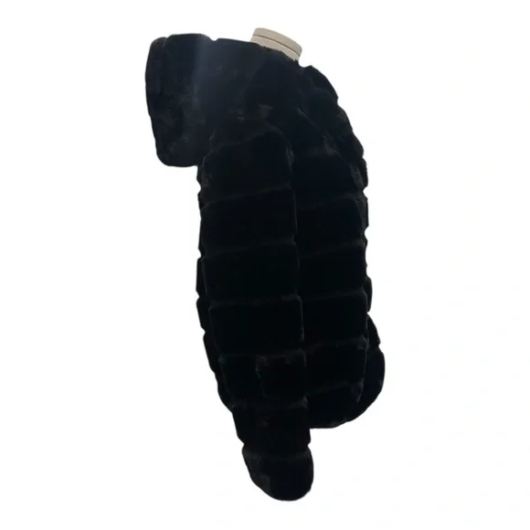 Women’s APPARIS Goldie Black Faux Fur Hooded Short Coat XS Chic Grunge Cozy - Picture 11 of 16